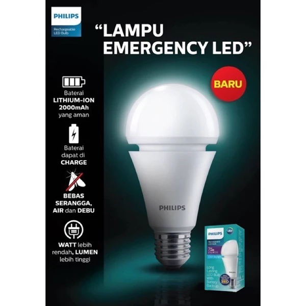 Lampu Emergency Philips LEDBulb BB 7.5W 6500K